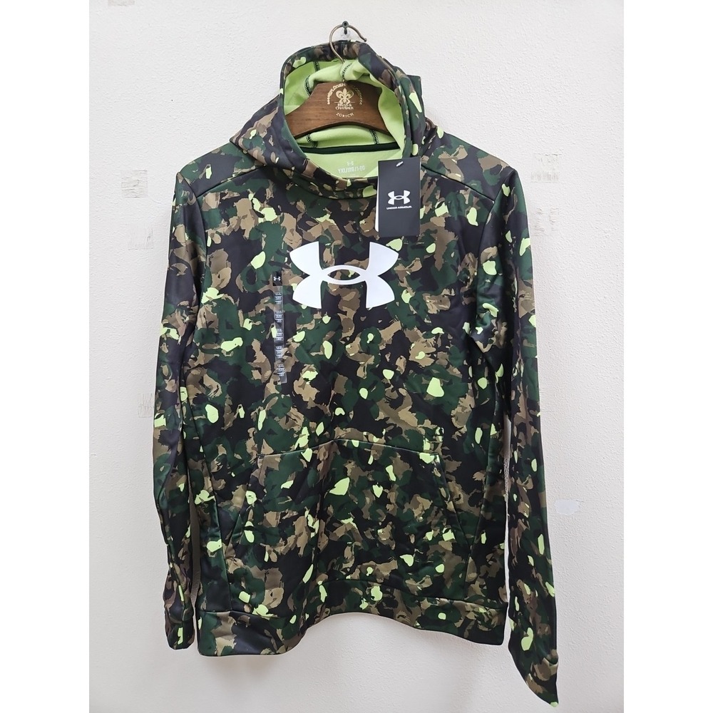 Under Armour Youth Boys Y XL Fleece Pullover Hoodie Sweatshirt Green Camo NWT